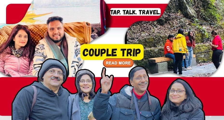 Couples and friends enjoying scenic moments on the Jibhi to Manali route