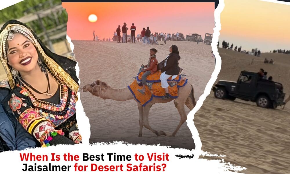 Travelers enjoying a Jaisalmer desert safari at Sam Sand Dunes